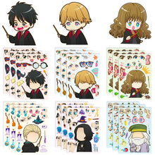 Load image into Gallery viewer, 6-36 Sheets/Pack Cartoon Puzzle Face Changing Stickers New Anime Personality Graffiti DIY Educational Puzzle Stickers
