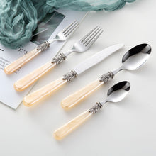 Load image into Gallery viewer, 304 Stainless Steel Tableware Suit Knife Fork Spoon Retro Tableware Acrylic Handle Tableware
