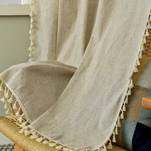 Load image into Gallery viewer, Simple Cotton and Linen Curtain Striped Tassel Living Room Curtain Rod
