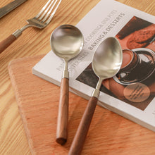 Load image into Gallery viewer, 4pcs/Set Walnut Wooden Handle Knife and Fork Japanese Retro Western Food Tableware Set
