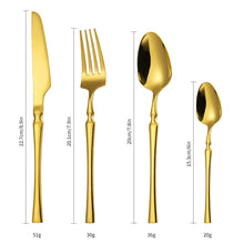 Load image into Gallery viewer, Stainless Steel Knife and Forks Four-Piece Spray Paint Small Waist Tableware 24 Pieces Golden Set Creative Western Food Steak Knife, Fork and Spoon
