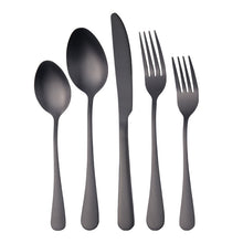 Load image into Gallery viewer, 1010 Stainless Steel Tableware Set Titanium-Plated Matte Black Western Food/Steak Knife, Fork and Spoon Five Components
