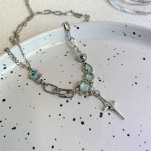 Load image into Gallery viewer, Cross Moonstone Necklace Trendy Cool Hot Girl Clavicle Chain Women's T-shirt Chain Accessories
