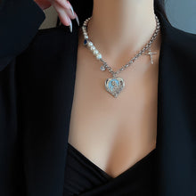 Load image into Gallery viewer, Love Pearl Stitching Gem Cross Clavicle Chain Female Fashion Ornament Necklace
