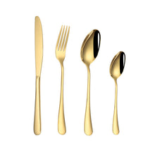 Load image into Gallery viewer, 24-Piece Set Stainless Steel Knife, Fork and Spoon Tableware Set Gold-Plated Gift Box Western Dinner Set
