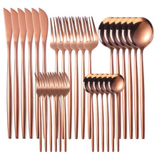 Load image into Gallery viewer, Stainless Steel Knife and Forks 30-Piece Set Portuguese Tableware Golden Set Creative Western Food Steak Knife, Fork and Spoon
