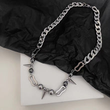 Load image into Gallery viewer, Unisex Style Dark Titanium Steel Necklace Suitable for Men and Women to Wear Ornament Hip Hop Stitching Rivet Collar
