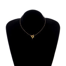 Load image into Gallery viewer, Elegant Black Crystal Glass Bead Chain Simple OT Buckle Short Flower Necklace

