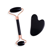Load image into Gallery viewer, Special Natural Pink Crystal Pink Crystal Heart-Shaped Scraping Piece Whole Jade Roller Massager Set Box
