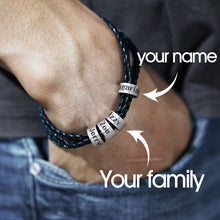 Load image into Gallery viewer, Woven Beads Bracelet Men's Diy Custom Letter Name Leather Rope Bracelet Father's Day
