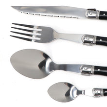 Load image into Gallery viewer, Stainless Steel Knife, Fork and Spoon Black Plastic Handle Steak Knife and Fork Dessert Spoon Tea Spoon Western Tableware
