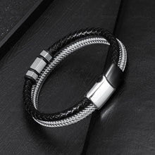 Load image into Gallery viewer, E-Commerce Stainless Steel Simple Steel Wire Woven Bracelet Men's Leather Magnetic Snap Titanium Steel
