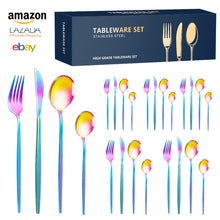 Load image into Gallery viewer, Portuguese Stainless Steel Tableware for 6 People 24-Piece Set Western Food/Steak Knife, Fork and Spoon Gift Set

