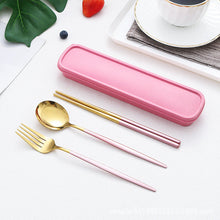 Load image into Gallery viewer, Stainless Steel Portable Tableware Set Chopsticks Spoon Fork Portuguese Tableware Three-Piece Stainless Steel
