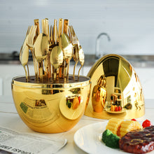 Load image into Gallery viewer, Knife, Fork and Spoon Suit Big Silver Egg Golden Eggs Gift Art Gift Decoration Stainless Steel Tableware
