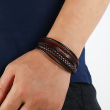 Load image into Gallery viewer, Ornament Simple Handmade Woven Multi-Layer Leather Bracelet European and American Fashion Popular Jewelry Men's Bracelet
