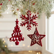 Load image into Gallery viewer, Flocking material Christmas pendant Holiday decoration Snowflake pendant Christmas tree pendant
