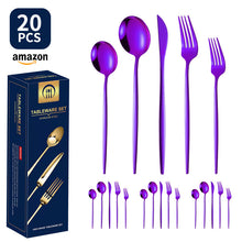 Load image into Gallery viewer, Product Stainless Steel Tableware 20-Piece Set Gold Plated Portugal Knife, Fork and Spoon
