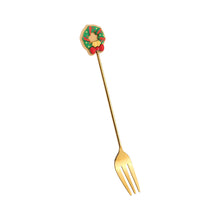 Load image into Gallery viewer, Q Christmas Gift Creative Small Spoon Golden Elk Cartoon Fruit Fork Christmas Tree Old Man Dessert Coffee Spoon
