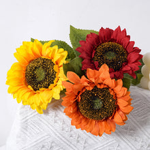 Load image into Gallery viewer, 5pcs/Set Simulation Sunflower European Latin Fake Flower Single SUNFLOWER Pastoral Style Bridal Bouquet Bunches
