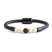Load image into Gallery viewer, Fashion Personality Men's Stone Beaded Bracelet Leather Rope Magnetic Snap Bracelet
