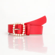 Load image into Gallery viewer, Women's Belt Square Button Point Pearl Sweet Elegant Dress Decorative Band
