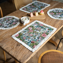 Load image into Gallery viewer, Tassel round flower placemat table towel kitchen table cloth decoration dining room long table mat
