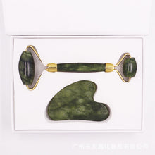 Load image into Gallery viewer, Pink Crystal Jade Massage Instrument Beeswax Obsidian Scrapping Plate Facial Cosmetic Roller Massager
