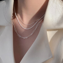 Load image into Gallery viewer, 925 Silver Sparkling Necklace Vintage Temperament Clavicle Chain Twin Necklace
