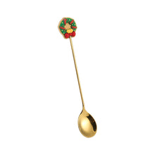 Load image into Gallery viewer, Q Christmas Gift Creative Small Spoon Golden Elk Cartoon Fruit Fork Christmas Tree Old Man Dessert Coffee Spoon
