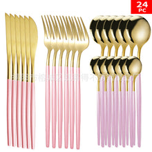 Load image into Gallery viewer, Stainless Steel Knife and Forks 24-Piece Portuguese Tableware Set Golden Set Creative Western Food Steak Knife
