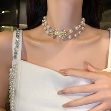 Load image into Gallery viewer, Women's Necklace Bow Pearl Choker  Gift for Girls
