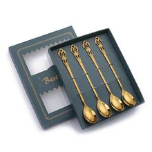 Load image into Gallery viewer, Q Tableware Set Creative Spoon Four-Piece Set round Spoon Stirring Spoon Gift Packing Ice Spoon

