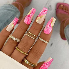 Load image into Gallery viewer, Long Ballet Nail Blooming Color Stitching Flash Gold Powder Foreign Trade Nail Tip One Second Wearable Manicure
