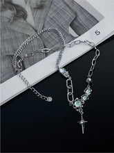 Load image into Gallery viewer, Cross Moonstone Necklace Trendy Cool Hot Girl Clavicle Chain Women's T-shirt Chain Accessories
