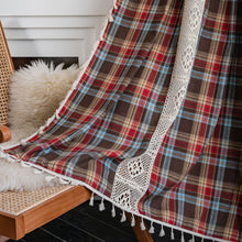 Load image into Gallery viewer, Plaid Stitching Curtain Christmas Red American Curtain
