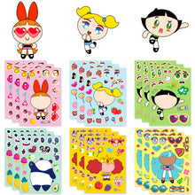 Load image into Gallery viewer, 6-36 Sheets/Pack Cartoon Puzzle Face Changing Stickers New Anime Personality Graffiti DIY Educational Puzzle Stickers

