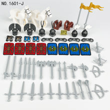 Load image into Gallery viewer, 1601-J Medieval Knight Soldier Weapon Kits Accessories Components Children Assembling Building Blocks Toy

