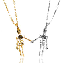 Load image into Gallery viewer, Dark Wind Halloween Necklace Human Skeleton Skeleton Ghost Hand Holding Pendant Couple Necklace
