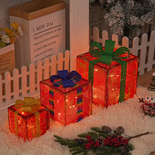 Load image into Gallery viewer, 3pcs/Set Christmas Gift Box Decoration Shiny Decoration Props Ornaments
