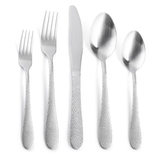 Load image into Gallery viewer, Tableware Snake Skin Hammer Handle Five-Piece Set Creative Western Food Steak Knife, Fork and Spoon Gold Stainless Steel Knife and Forks
