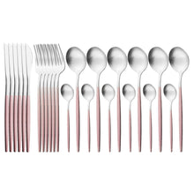 Load image into Gallery viewer, Matte Portugal Stainless Steel Knife, Fork and Spoon Western Food/Steak Knife and Fork Dessert Spoon Fork Tableware
