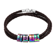 Load image into Gallery viewer, Woven Beads Bracelet Men's Diy Custom Letter Name Leather Rope Bracelet Father's Day
