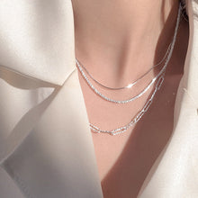 Load image into Gallery viewer, 925 Silver Sparkling Necklace Vintage Temperament Clavicle Chain Twin Necklace
