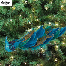Load image into Gallery viewer, Christmas Tree Simulation Three-Dimensional Peacock Pendant Crafts Natural Feather
