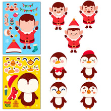 Load image into Gallery viewer, 6 Sheets/Pack Cartoon Christmas Face Changing Stickers Christmas Diy Puzzle Cartoon Stickers
