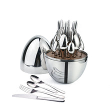 Load image into Gallery viewer, Egg Steak Knife and Fork Dinner Mood Big Silver Egg Western Food Knife, Fork and Spoon Gift Set
