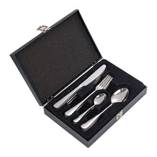 Load image into Gallery viewer, Stainless Steel Tableware Four Components Gift Set Wooden Box Gift Box Knife, Fork and Spoon
