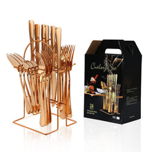 Load image into Gallery viewer, Stainless Steel Tableware Knife, Fork and Spoon Suit New Western Food/Steak Knife, Fork and Spoon 24-Piece Set
