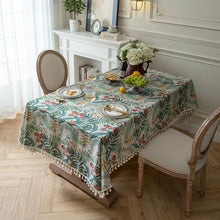 Load image into Gallery viewer, Green Plant Tablecloth American Retro Bamboo Linen Tassel Tablecloth Rectangular Tablecloth

